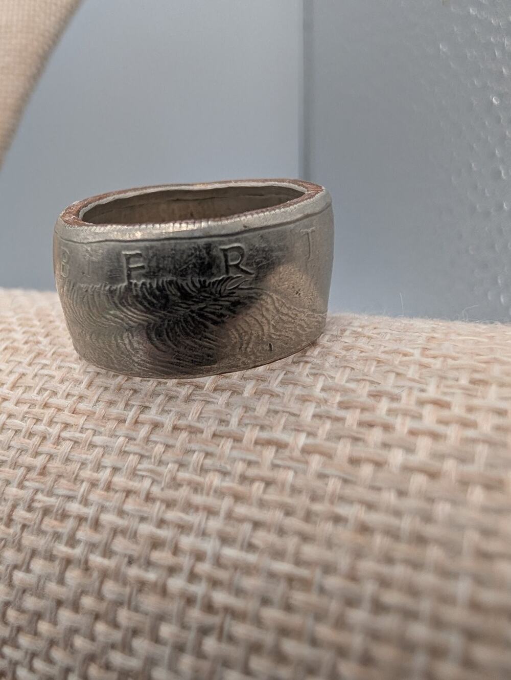 Handmade Coin Ring Wide Band "In God We Trust" Cupronickel Copper Men's Women's